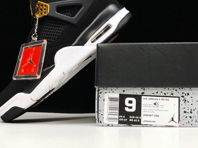 One Kick Royalty Black Metallic Jordan Air 308497-032 Gold-White 4 0815